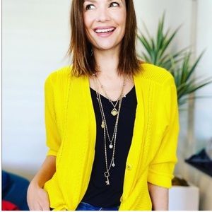 CAbi Sunny yellow sweater style number 5637. Size large